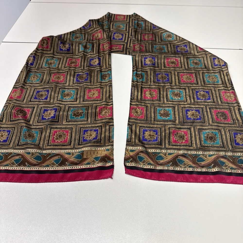 Club 7 Echo Men's Silk Rectangle Scarf 11"x57" Vibrant Colors Preppy Career